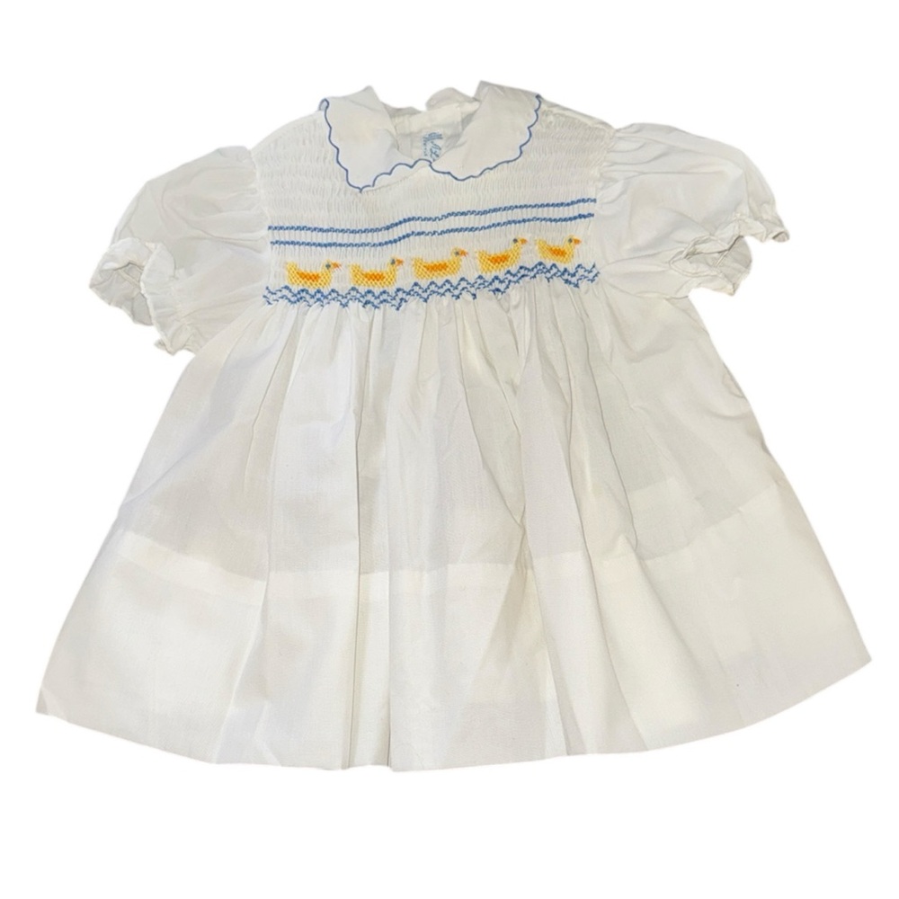 A Little Angel Yellow Ducks Smocked Baby Dress